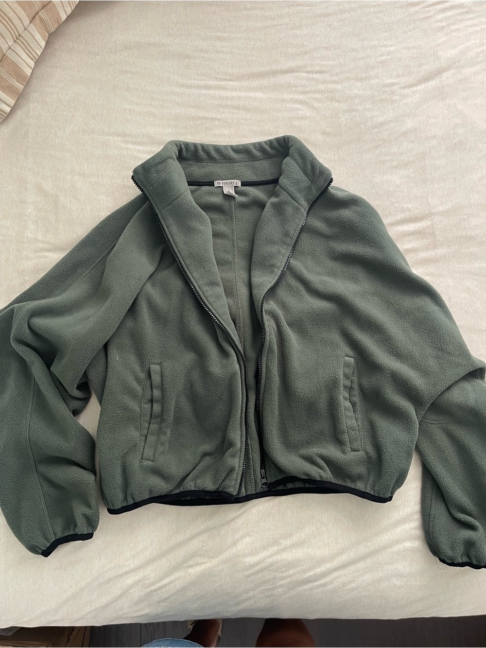 Forever 21 Olive Green Teddy Fleece Jacket